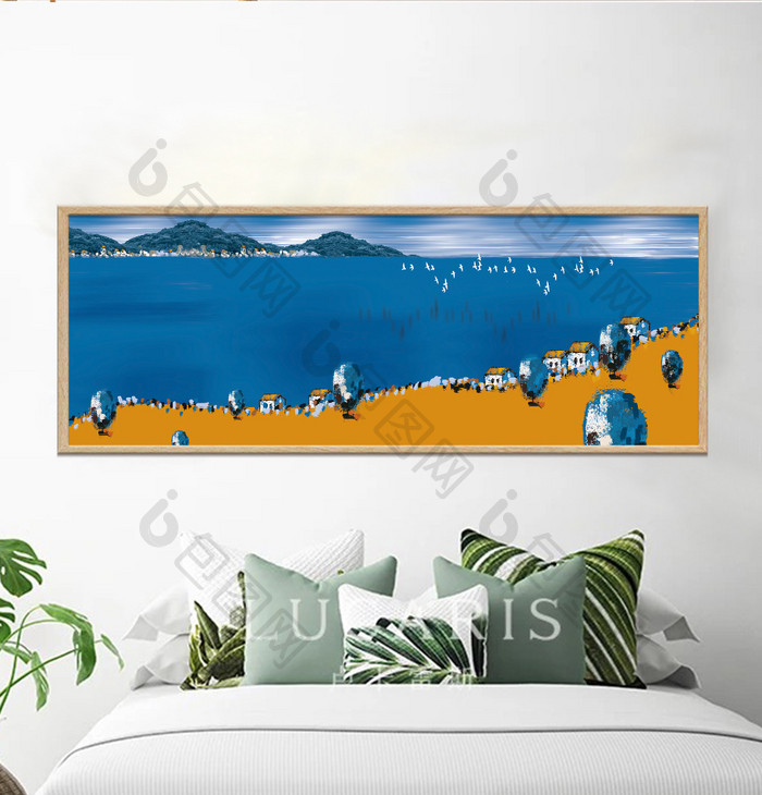 手绘大气北欧地中海风景客厅卧室创意装饰画