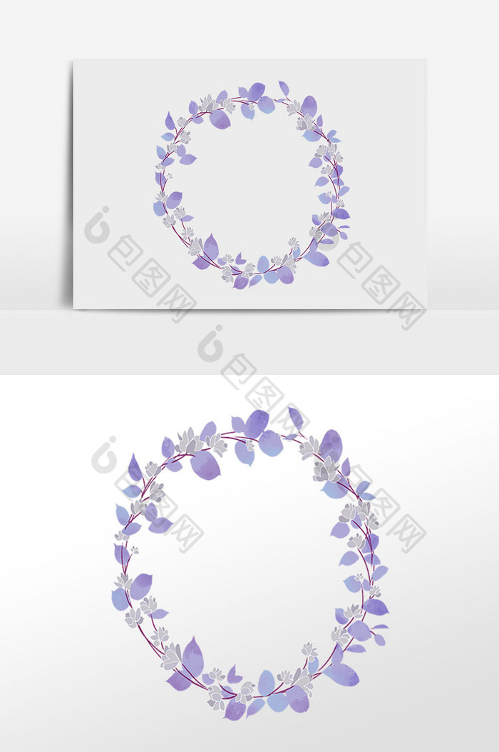 紫色花卉花环插画