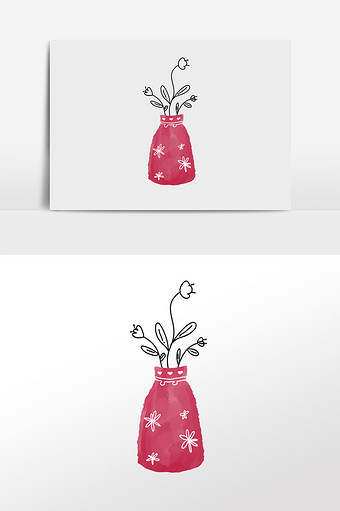 小清新冬季花瓶花朵儿童插画图片