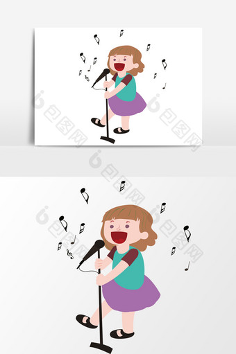 卡通人物唱歌设计元素图片