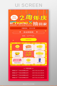 电商app签到年终奖现金红包抽奖转盘h5