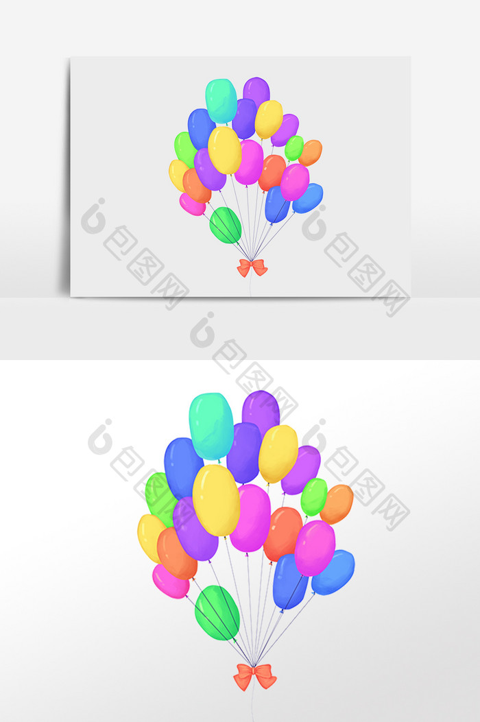 手绘年会彩色氢气球插画元素