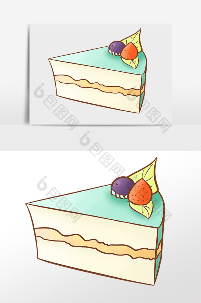 手绘美味甜点小块蛋糕插画元素