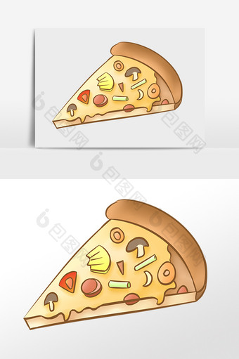 手绘美味蔬菜披萨食物插画元素图片