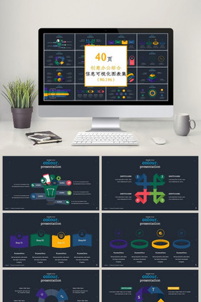 40页创意办公综合信息可视化PPT图表