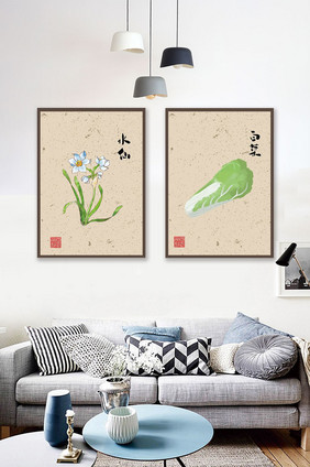 文艺中国风民俗蔬菜静物餐厅民宿创意装饰画