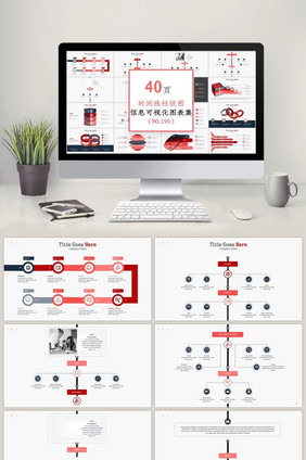 40页时间线柱状图信息可视化PPT图表