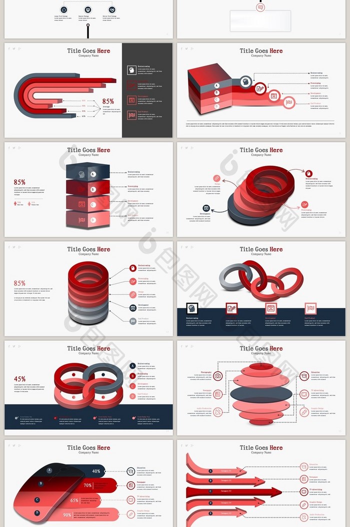40页时间线柱状图信息可视化PPT图表免费下载-包图网