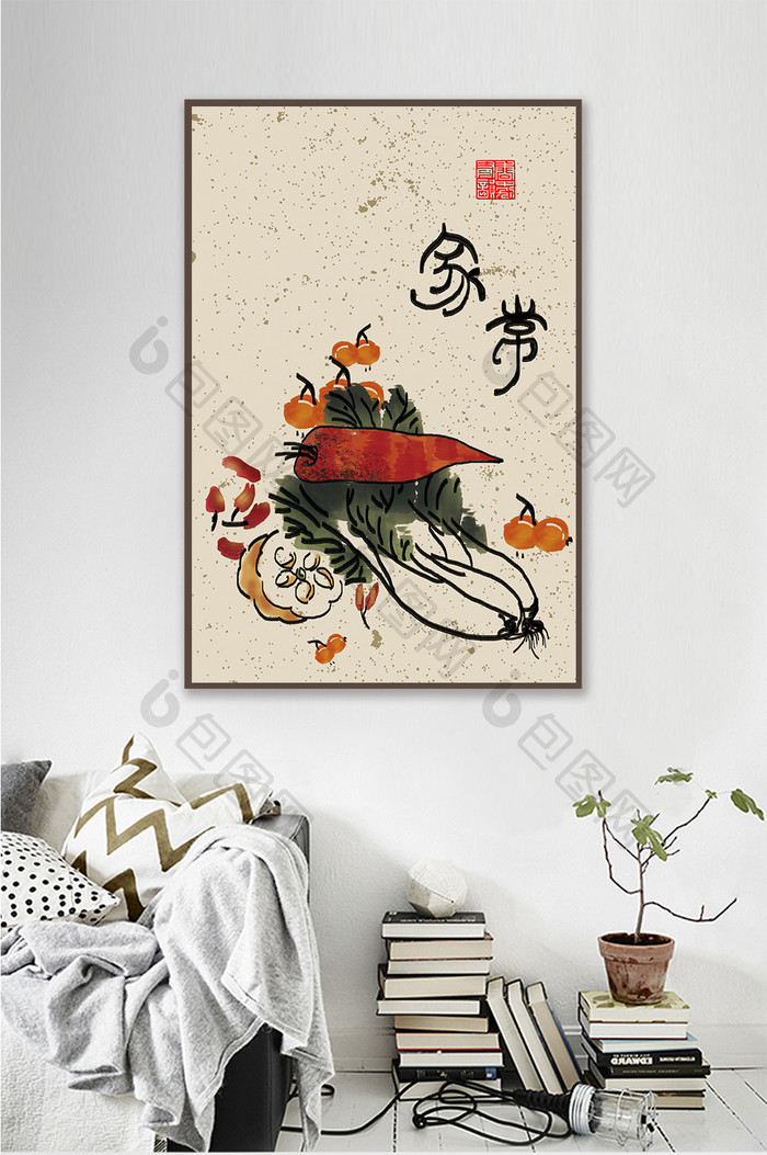 文艺中国风手绘民宿静物餐厅客厅创意装饰画
