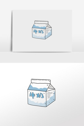 手绘牛奶盒子牛奶