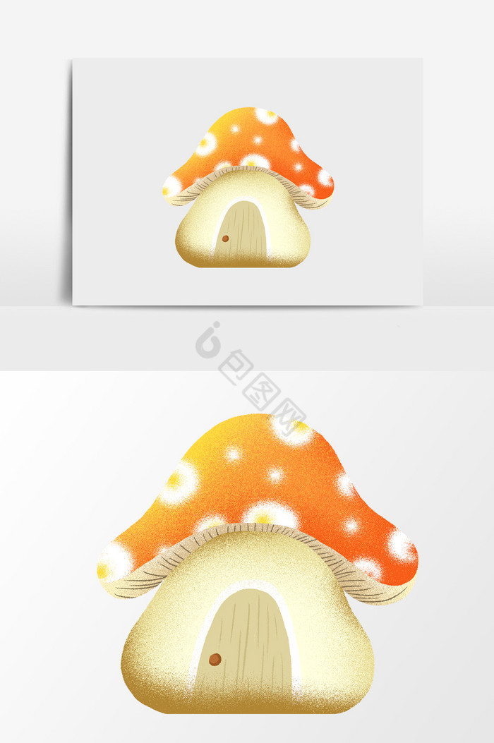 蘑菇房子插画图片