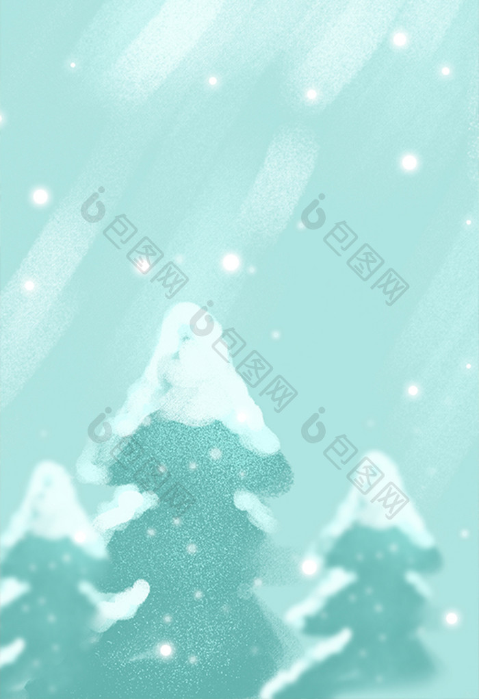 手绘冬天雪景插画元素