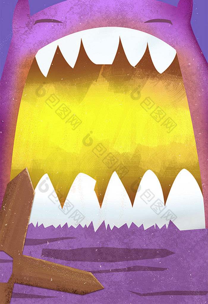 的怪物大嘴插画素材免费下载,本次作品主题是插画,使用场景是背景素材