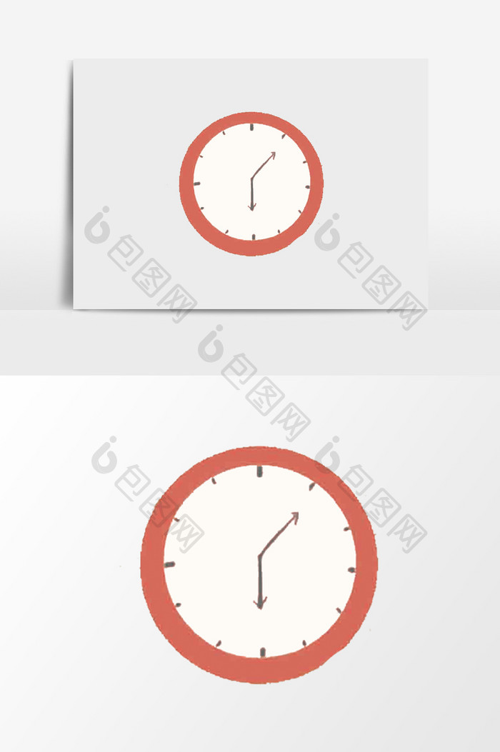 手绘红色钟表插画元素