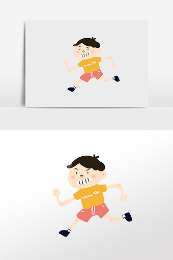 儿童插画可爱风奔跑小人图片
