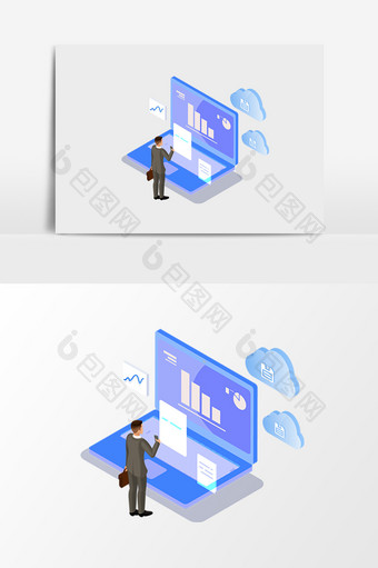 简约立体办公商务互联网矢量元素图片