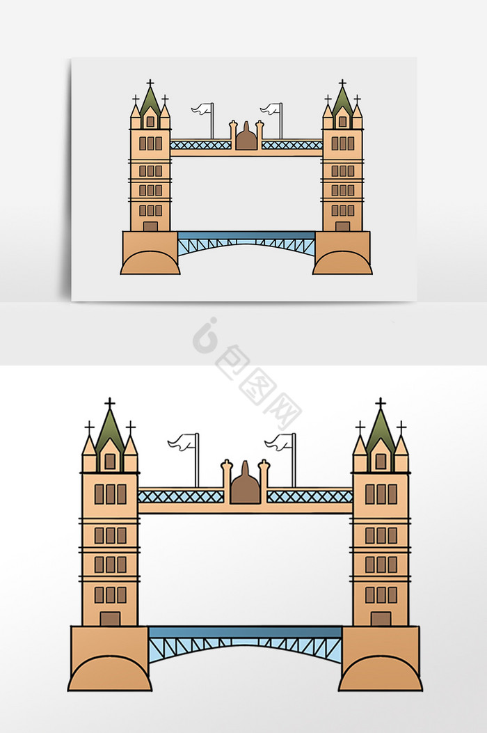 地标建筑伦敦塔桥插画图片