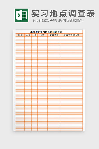 实习地点调查表excel模板图片