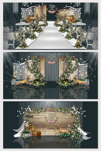 森系童话王国薄荷绿色系主题婚礼效果图图片
