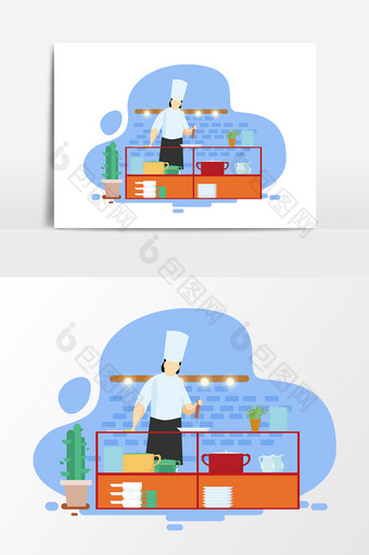 卡通厨师烹饪设计元素图片