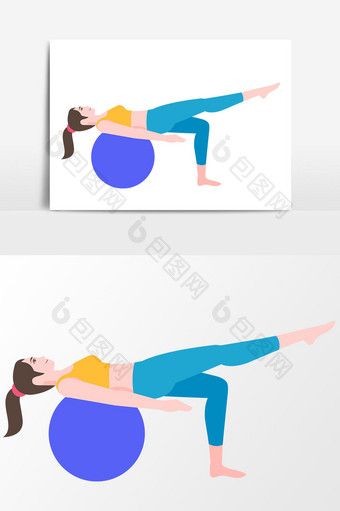 卡通瑜伽人物锻炼元素图片