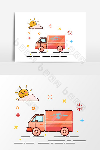 卡通大卡车元素设计图片