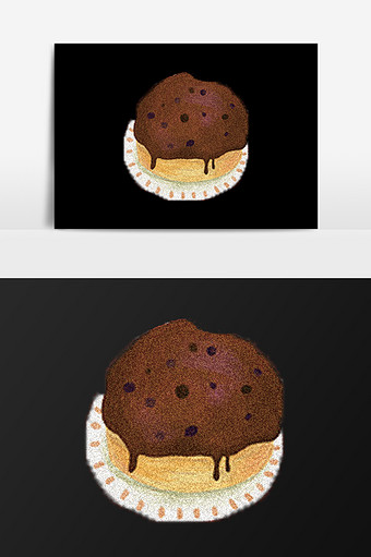 手绘新烤蛋糕插画元素图片
