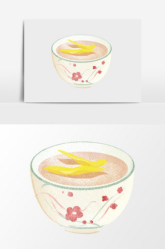 手绘碗中的汤插画元素图片
