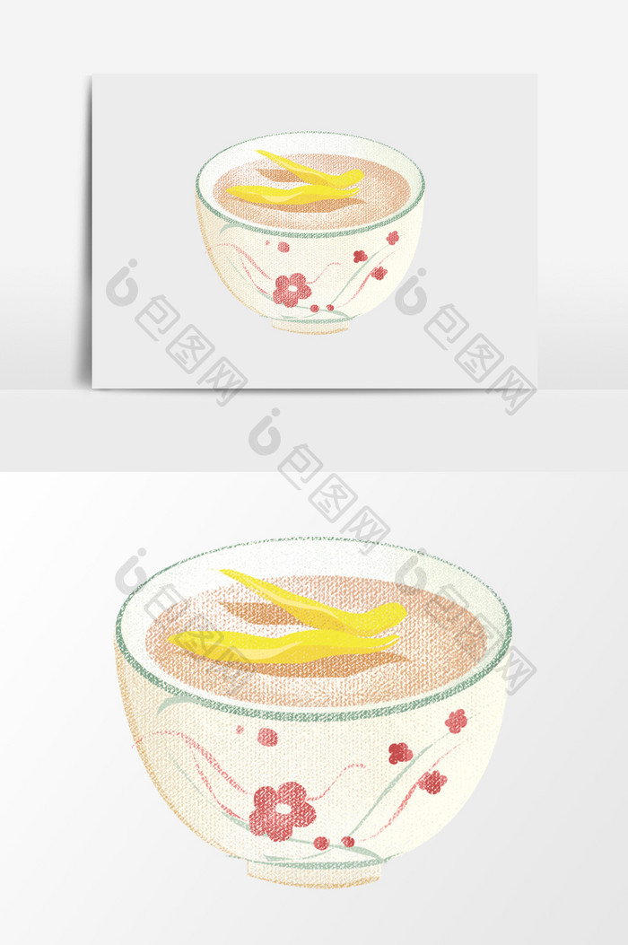 手绘碗中的汤插画元素
