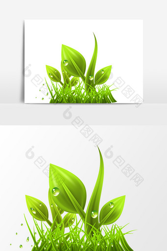 卡通绿色植物元素设计图片