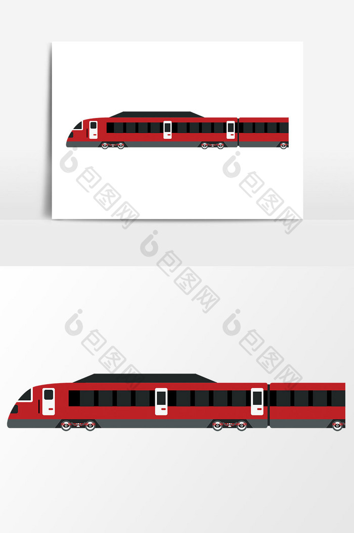 手绘红色火车设计元素