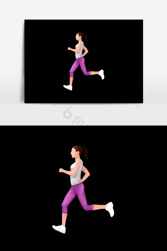 跑步健身的女孩PSD素材图片