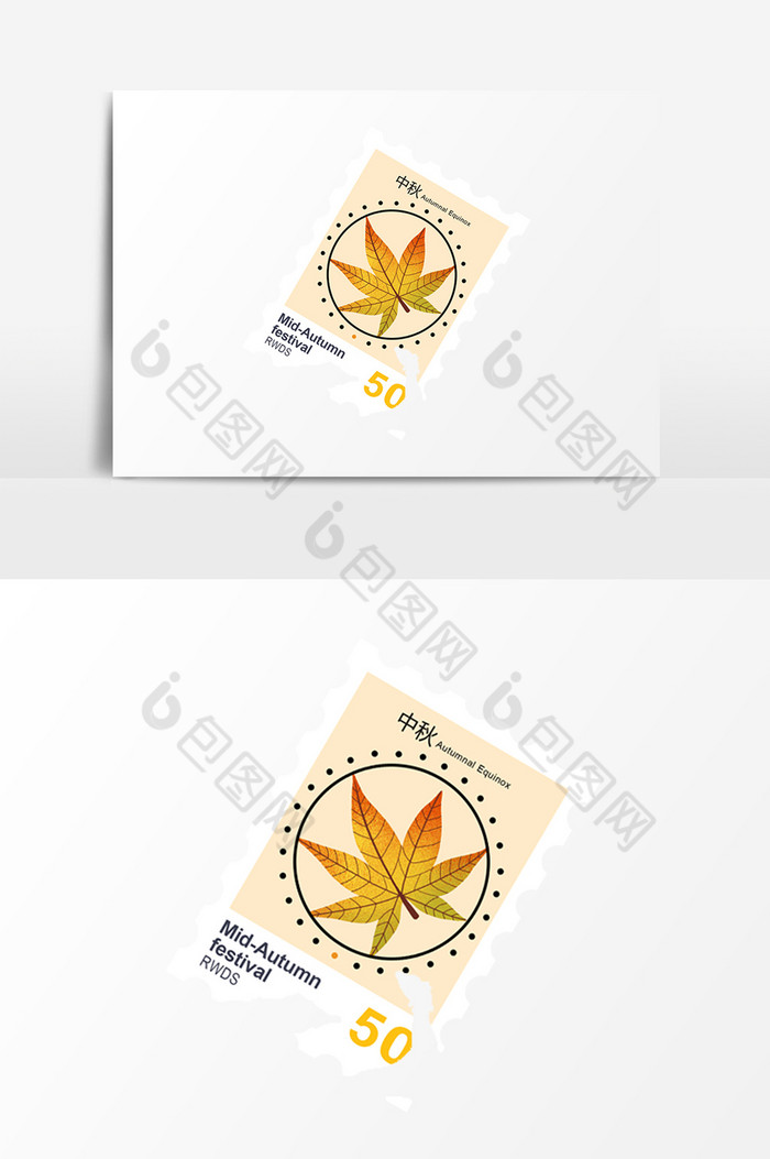 秋季枫叶标签PSD图片图片