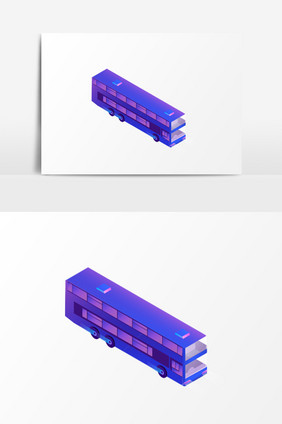 紫红2.5D双层大巴PSD素材