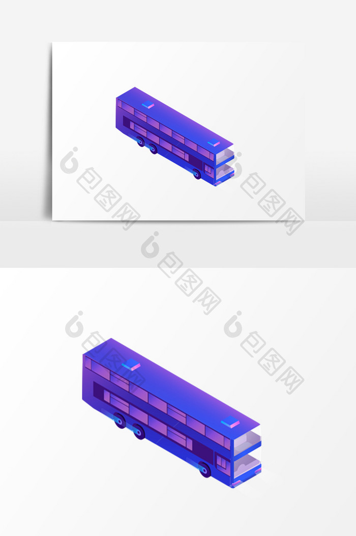紫红2.5D双层大巴PSD素材