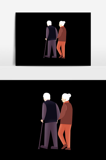 牵手的一对老年夫妻psd素材