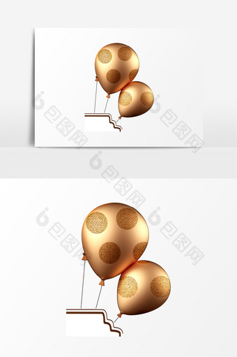 金色气球PSD素材图片