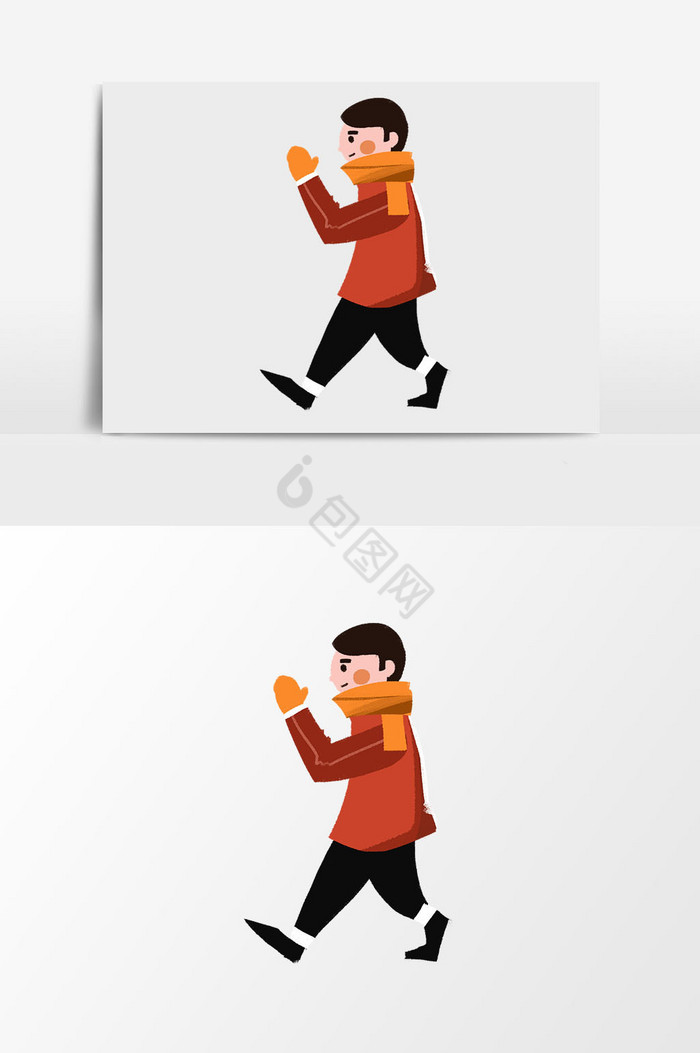 男子走路插画图片