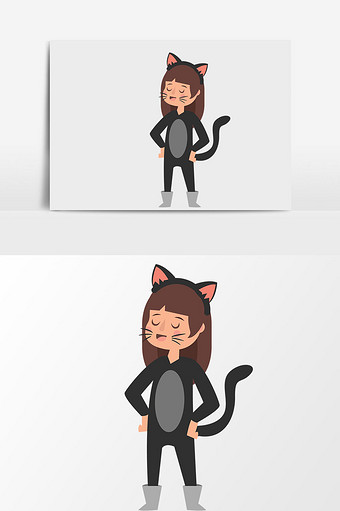 卡通漫画猫女形象插画元素图片