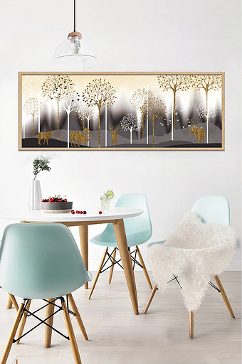 北欧风文艺树木风景客厅卧室创意装饰画图片