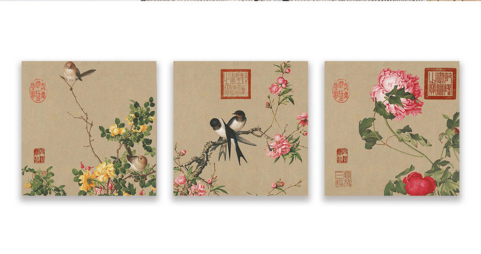 中国风水墨手绘花鸟工笔装饰画