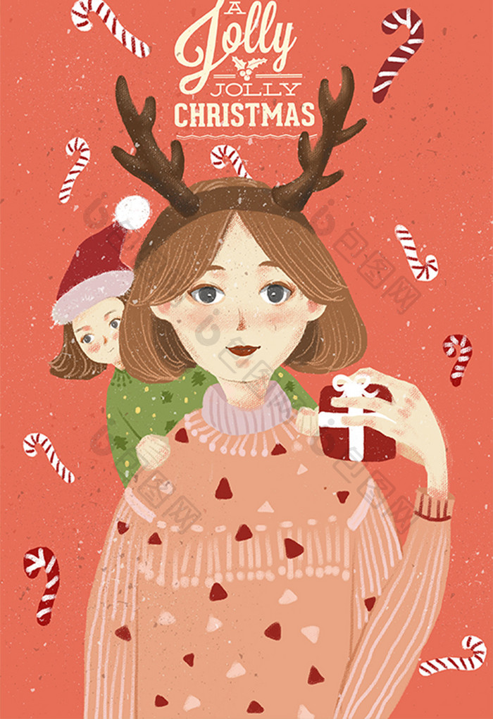 圣诞节12月圣诞快乐圣诞主题插画