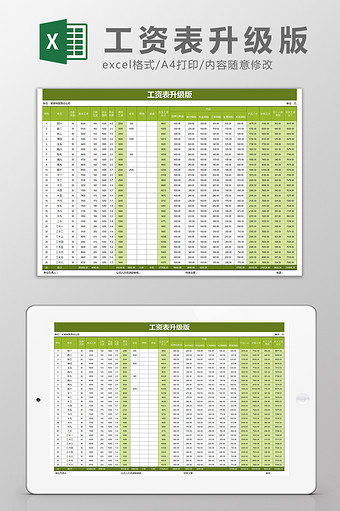 财务表格工资明细表升级版Excel模板图片