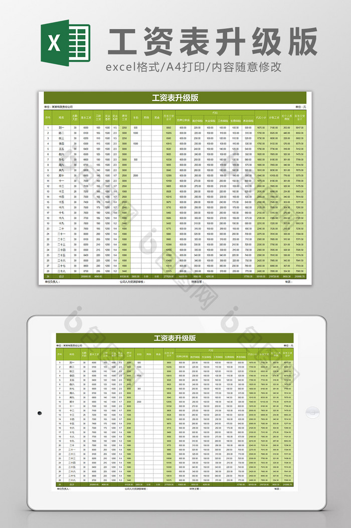 财务表格工资明细表升级版Excel模板