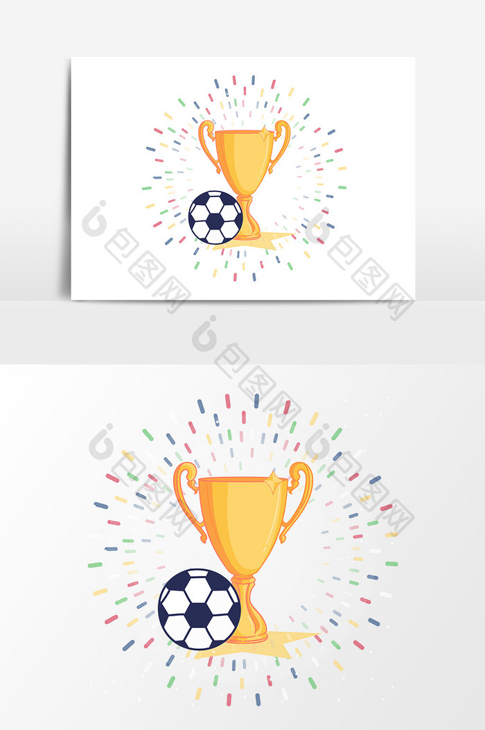 卡通足球比赛奖杯设计元素