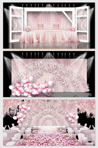 现代唯美粉色樱花气球主题婚礼效果图图片