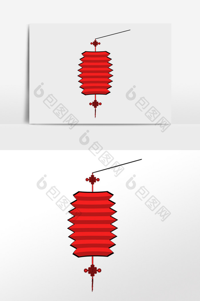 手绘新年喜庆红灯笼插画元素