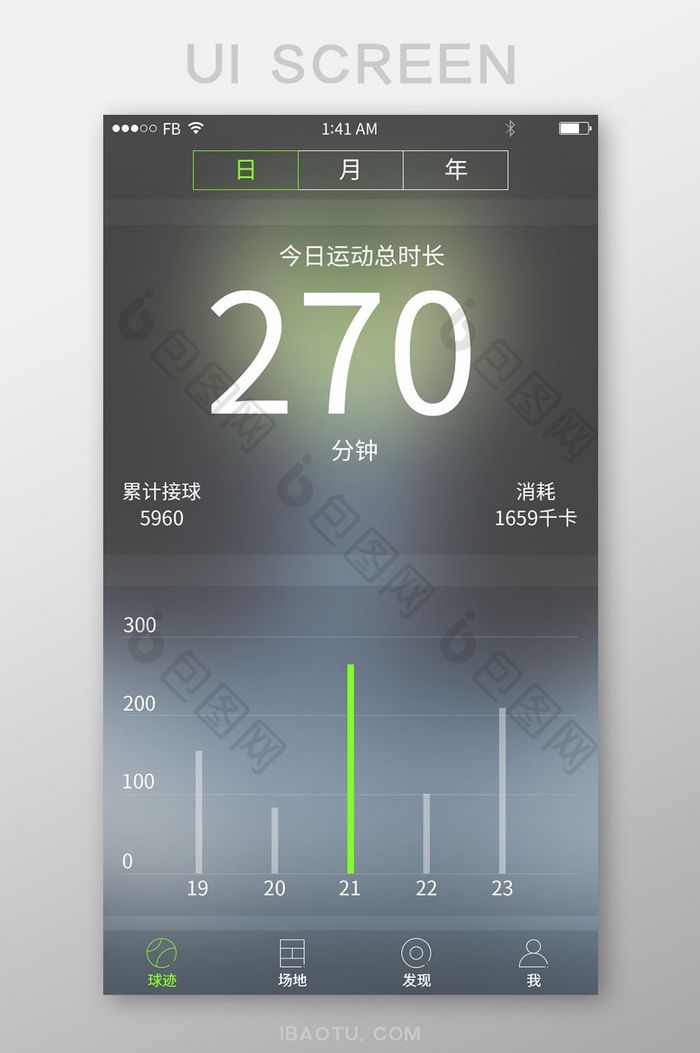 模糊背景运动APP数据统计界面UI设计