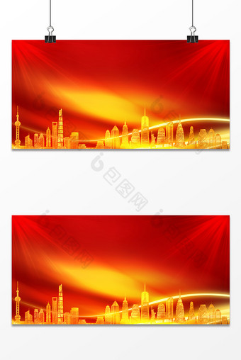 璀璨城市大气光效中国风背景图片