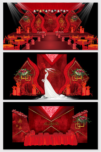 大红色个性定制简约大气婚礼效果图图片
